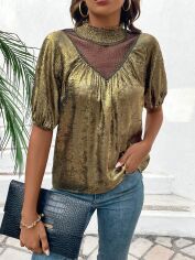 Акція на Блузка жіноча SHEIN GD-00149843 S Золотиста від Rozetka