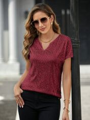 Акція на Блузка жіноча SHEIN GD-00143636 L Вишнева від Rozetka
