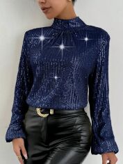 Акція на Блузка жіноча SHEIN GD-00149905 S Темно-синя від Rozetka