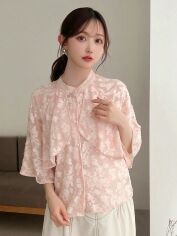 Акція на Блузка жіноча SHEIN GD-00153582 XS Рожева від Rozetka