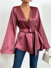 Акція на Блузка жіноча SHEIN GD-00150089 S Бордова від Rozetka
