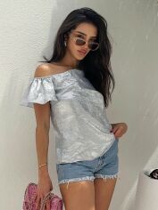 Акція на Блузка жіноча SHEIN GD-00150340 S Срібляста від Rozetka
