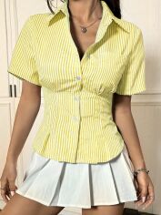 Акція на Блузка жіноча SHEIN GD-00111718 S Жовта від Rozetka