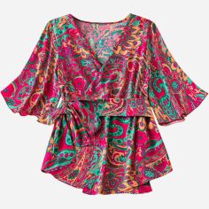Акція на Блузка жіноча SHEIN GD-00136094 XL Різнокольорова від Rozetka