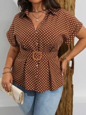 Акція на Блузка жіноча SHEIN GD-00139528 3XL Коричнева від Rozetka