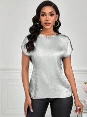Акція на Блузка жіноча SHEIN GD-00144846 L Срібляста від Rozetka