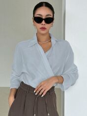 Акція на Блузка жіноча SHEIN GD-00111881 XL Світло-блакитна від Rozetka