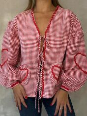 Акція на Блузка жіноча SHEIN GD-00132313 XL Червона від Rozetka