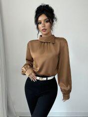 Акція на Блузка жіноча SHEIN GD-00133132 L Коричнева від Rozetka