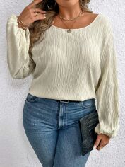 Акція на Блузка жіноча SHEIN GD-00135804 XL Молочна від Rozetka
