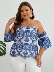 Акція на Блузка жіноча SHEIN GD-00161097 3XL Синя від Rozetka