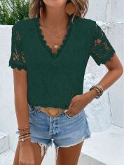 Акція на Блузка жіноча SHEIN GD-00149205 S Темно-зелена від Rozetka