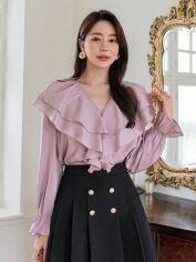 Акція на Блузка жіноча SHEIN GD-00149652 S Пудрова від Rozetka