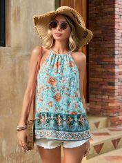 Акція на Блузка жіноча SHEIN GD-00153502 XS Блакитна від Rozetka