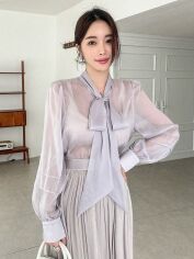 Акція на Блузка жіноча SHEIN GD-00111885 L Світло-сіра від Rozetka