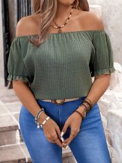 Акція на Блузка жіноча SHEIN GD-00135738 XL Хакі від Rozetka
