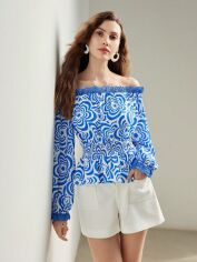 Акція на Блузка жіноча SHEIN GD-00143764 L Синя від Rozetka
