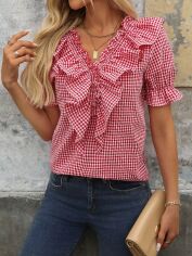 Акція на Блузка жіноча SHEIN GD-00131066 L Червона від Rozetka