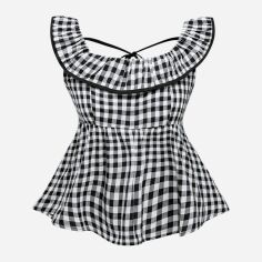 Акція на Блузка жіноча SHEIN GD-00153138 XS Чорна з білим від Rozetka