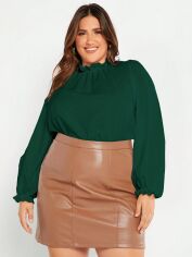 Акція на Блузка жіноча SHEIN GD-00129025 3XL Темно-зелена від Rozetka