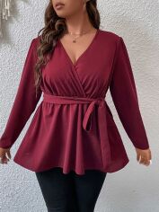 Акція на Блузка жіноча SHEIN GD-00096426 4XL Бордова від Rozetka