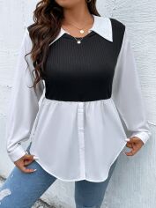 Акція на Блузка жіноча SHEIN GD-00139685 4XL Чорна з білим від Rozetka