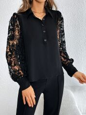 Акція на Блузка жіноча SHEIN GD-00111500 XS Чорна від Rozetka