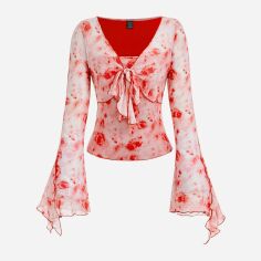 Акція на Блузка жіноча SHEIN GD-00123054 S Червона від Rozetka
