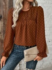 Акція на Блузка жіноча SHEIN GD-00149485 S Коричнева від Rozetka