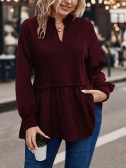 Акція на Блузка жіноча SHEIN GD-00139108 3XL Бордова від Rozetka