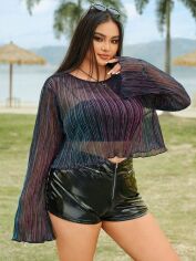 Акція на Блузка жіноча SHEIN GD-00137123 XL Фіолетова від Rozetka