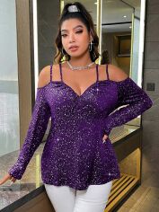 Акція на Блузка жіноча SHEIN GD-00095649 3XL Фіолетова від Rozetka