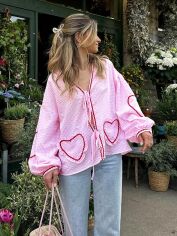 Акція на Блузка жіноча SHEIN GD-00131402 L Рожева від Rozetka