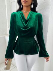 Акція на Блузка жіноча SHEIN GD-00133961 S Смарагдова від Rozetka