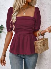 Акція на Блузка жіноча SHEIN GD-00134763 S Бордова від Rozetka