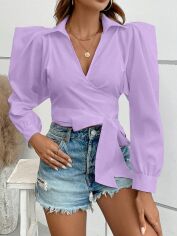 Акція на Блузка жіноча SHEIN GD-00135096 L Бузкова від Rozetka