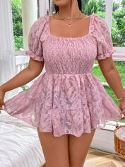 Акція на Блузка жіноча SHEIN GD-00139459 3XL Світло-рожева від Rozetka