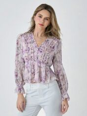 Акція на Блузка жіноча SHEIN GD-00131276 XS Світло-фіолетова від Rozetka