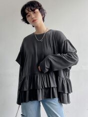 Акція на Блузка жіноча SHEIN GD-00132260 XL Графітова від Rozetka