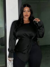 Акція на Блузка жіноча SHEIN GD-00139817 4XL Чорна від Rozetka