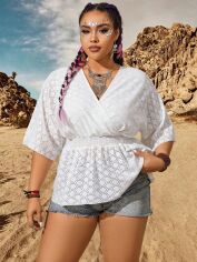 Акція на Блузка жіноча SHEIN GD-00139954 4XL Біла від Rozetka