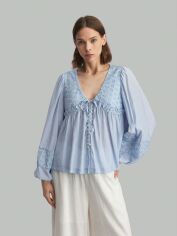 Акція на Блузка жіноча SHEIN GD-00153763 XS Блакитна від Rozetka