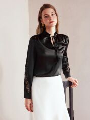 Акція на Блузка жіноча SHEIN GD-00111636 S Чорна від Rozetka
