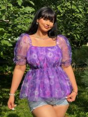 Акція на Блузка жіноча SHEIN GD-00139579 3XL Фіолетова від Rozetka