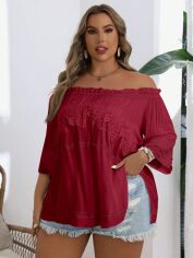Акція на Блузка жіноча SHEIN GD-00134308 XL Бордова від Rozetka