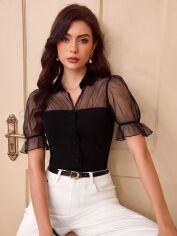 Акція на Блузка жіноча SHEIN GD-00131645 XS Чорна від Rozetka