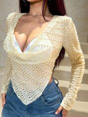 Акція на Блузка жіноча SHEIN GD-00134373 L Молочна від Rozetka