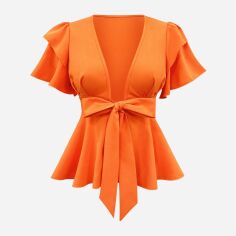 Акція на Блузка жіноча SHEIN GD-00131113 L Помаранчева від Rozetka