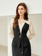 Акція на Блузка жіноча SHEIN GD-00111541 L Чорна з білим від Rozetka