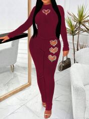 Акція на Комбінезон жіночий SHEIN GD-00154536 L Бордовий від Rozetka
